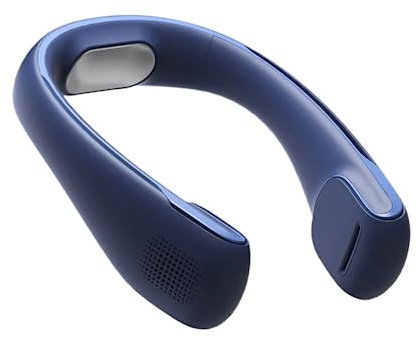 SRGDRR Ventilador de Cuello sin aspas, Ventilador de Cuello portátil, Mini Ventilador de Cuello Colgante de refrigeración USB, Aire Acondicionado de refrigeración para Exteriores,Azul,8000mAh