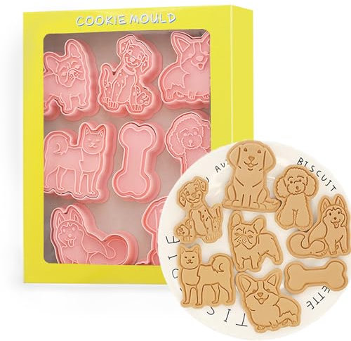 Tuxxzis Ausstechformen für Hunde, 3D-Labor, Bulldogge, Pudel, Deutscher Schäferhund, Dalmatiner, Französische Bulldogge, Husky, Ausstechformen für Party-Backen, 8-teilig
