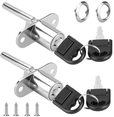 ZiYuya 2 PCS Cerradura para Cajón Cerradura Cilindro con 2 llaves Cerradura Cajonera para Buzón Archivo Armario Oficina Escritorio de Ordenador plata