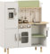 AIYAPLAY Cocina de Juguete de Madera para Niños de 3-6 Años Cocinita Infantil con Máquina de Hielo Fregadero de Acero Inoxidable Móvil Taza y Utensilios 84x34x89 cm Blanco