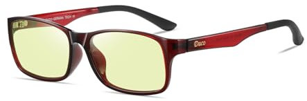 DUCO Blaulichtfilter Brille Herren Computerbrille Gaming Blaufilter Brillen,Superleichter Rahmen UV Schutz Ohne Stärke Brille 223 (WeinRot)