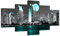 San Diego Leinwand-Kunst, Kalifornien, Mond bei Nacht, Wanddekoration, Schwarz-Weiß, San Diego Skyline, Bild, gedruckt, Aquagrün, Blaugrün, Poster, Gemälde, Rahmen, Zuhause, Wohnzimmer, Dekoration