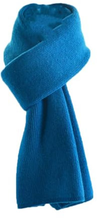 Kaschmir-Strickschal, einfarbig, für Damen oder Herren, Winterschal für Erwachsene, warm, dicker Wollschal, blau, Adults 152CM