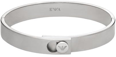 Emporio Armani Herren-Edelstahlarmband mit Karabiner-, Schieber- oder Magnetverschluss, Aschesilber
