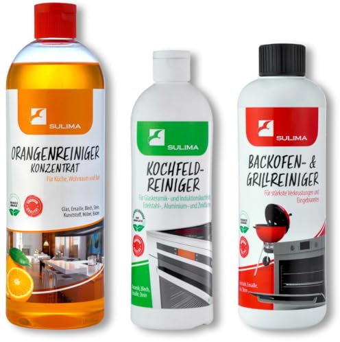 Orangenreiniger Konzentrat 750 ml + Backofen- & Grillreiniger 500 ml Flüssiggel + Kochfeldreiniger 400 ml