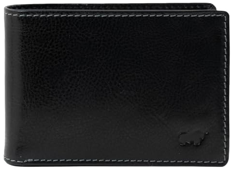 BRAUN BÜFFEL - Kleine RFID Geldbörse Arezzo - 4 Kartenfächer aus echtem Rindleder Schlichtes Design - Edles Schwarz