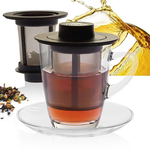 finum HORECA SYSTEM Glastasse mit Dauerfilter aus feinstem Edelstahl - Untertasse und Filter 250 ml (16)