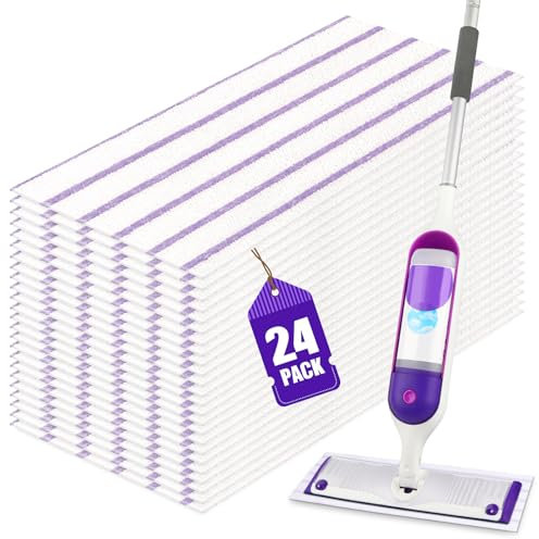 HOMEXCEL Lot de 24 serpillères semi-jetables compatibles avec Swiffer Powermop pour une utilisation humide et sèche, têtes de serpillère de rechange pour sols en bois dur