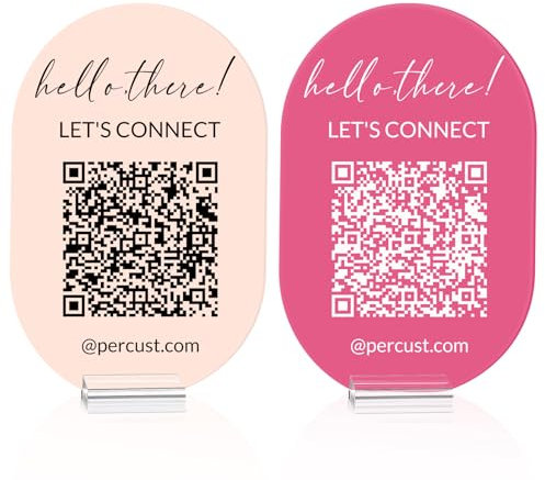 Pahdecor Señal ovalada personalizada de código Qr de 3.8 x 6 pulgadas, mini señal de código Qr soporte para redes sociales aplicación de efectivo vemon, señal de código QR WiFi para invitados,