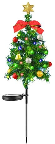 Solar Christmas Tree Lights - Waterproof Metal Garden Stake Lights, Solar xmass Tree Decor | 20 LED Multicolor Solar Powered Christmas Lights with 8 Modes, Solar LED Tree Lights for Patio Lawn Pathway