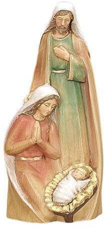Figur der Heiligen Familie der Geburt – Sammelfiguren aus Holz geschnitzt Szene der Geburt Jesu Dekorative Figur – Traditionelle Tischdekoration handbemalt