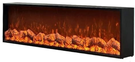 Cheminee , Cheminée Cheminée électrique encastrée avec bûches 3D et effet de flamme Cheminée électrique décorative moderne Panneau de commande tactile avec cheminée électrique télécommandée(1500x180x3