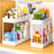 PurKeep 2Pack Under Sink Storage - Cupboard Organiser Kitchen Storage and Organisation, 2 Tier Under Sink Shelf, Under Cabinet Organizer with Hooks, for Bathroom Countertop, White, 2 Size 1L+1M