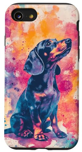 Aquarell Miniatur Dackel Hundeliebhaber Haustierkunst Hülle für iPhone SE (2020) / 7 / 8