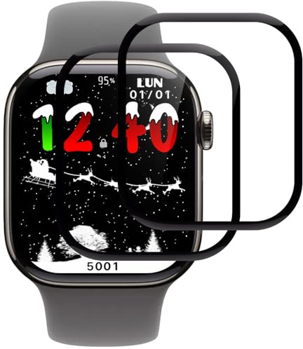 Beukei Panzer Schutz Glas für Apple Watch Series 10 46mm, 2 Stück Displayschutzfolie[Anti-Kratzen][Sans Bulless][Fingerabdruck kompatibel][9H Härte] Screen Protector