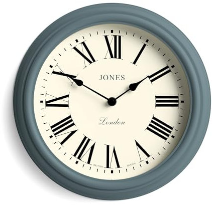 JONES CLOCKS® Venetian wanduhr | Klassische runde Uhr | 30cm | Blau | Römische ziffern | Traditionelles Design, ideal für küche, Wohnzimmer oder Schlafzimmer