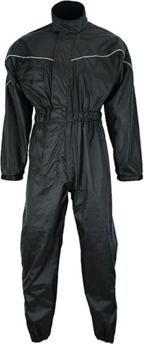 warrior gears Tuta antipioggia da moto monopezzo per uomo, tuta impermeabile da moto, antivento, tuta antipioggia per uomini e donne, adulti, tuta impermeabile tutto in uno, Nero , 5XL