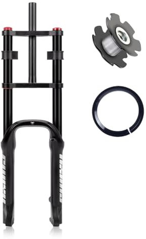 RUJIXU Forcella ammortizzata ad aria per BMX, 20 x 4,0, forcella anteriore per eBike, forcella conica 1-1/2 dritta, freno a disco da 120 mm, con regolazione di smorzamento, QR 135 x 9 mm, 2,6 kg