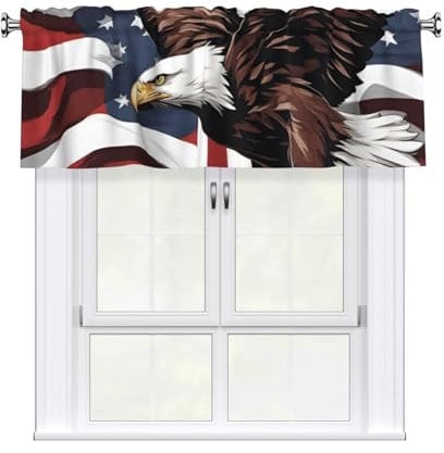 Vorhang mit Adler und USA-Flagge, für Küche, Volant, Fenster, Schlafzimmer, Badezimmer, Wohnzimmer