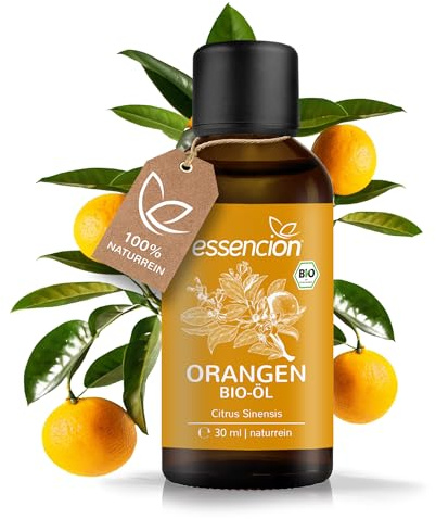 essencion BIO Orangenöl 30ml | Ätherisches Öl aus frischen Orangen | Kaltgepresst & 100% Natürlich | Geeignet für Kochen & Backen - Duftöl - Kosmetik