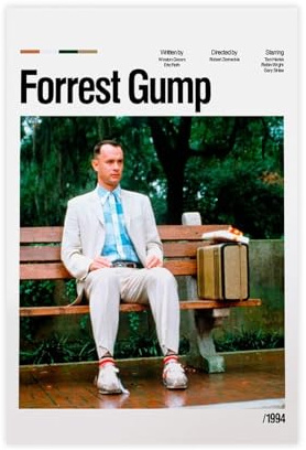 SFQQE Forrest Gump Poster auf Leinwand, Wandkunst, Dekordruck, Bild Gemälde für Wohnzimmer, Schlafzimmer, Dekoration, 30 x 45 cm
