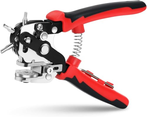 Professional 6-in-1 Stainless Steel Hole Punch Pliers with Distance Locator & Allen Wrench - Precision Tool for Leather, Paper, Metal Sheets, DIY Crafting