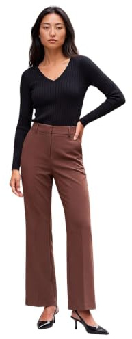 Roman Bootleg Trouser for Women UK Ladies Bootcut Stretch Flared Winter Autumn Long Full Length Pull-On Casual Smart Work Office Wear Business Soft Flattering
