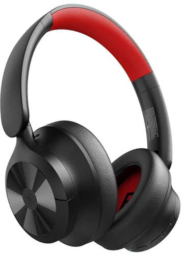 OneOdio Focus A1 Pro Wireless On-Ear Headphones with Active Noise Cancelling, 70-Hour Battery with Speed Charge, Bluetooth 6.0 Red