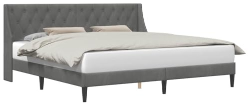 vidaXL Bettrahmen mit Kopfteil Dunkelgrau 200 x 200 cm Samt