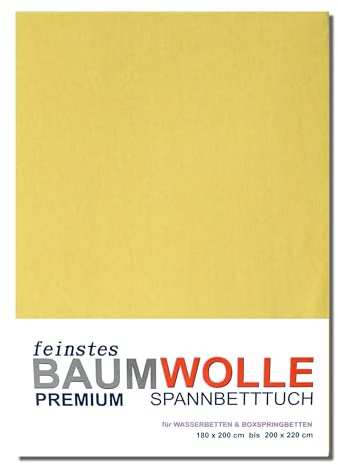 Baumwolle Jersey Spannbetttuch Wasserbett Boxspring 180 x 200 cm bis 200 x 220 cm Laken Tuch Gold