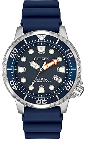 Citizen Promaster Dive Eco-Drive Watch, 3-Hand Date, ISO Certified, Luminous Hands and Markers, Rotating Bezel, Blue/Stainless (Model: BN0151-09L)