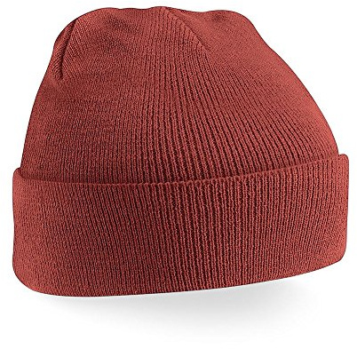 Beechfield Knitted hat with turn up in Rust