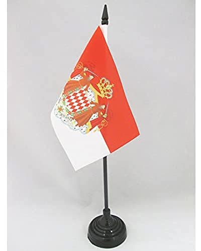 AZ FLAG - Tischflagge Monaco Mit Waffen - 15x10 cm - Fürstentum Monaco Tischfahne 10 x 15 Cm - Flaggen