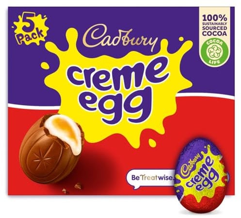 Cadbury Milk Chocolate Crème Eggs, Perfect for Easter Egg Hunts, Includes 5 Crème Eggs, 200 g (Pack of 1)
