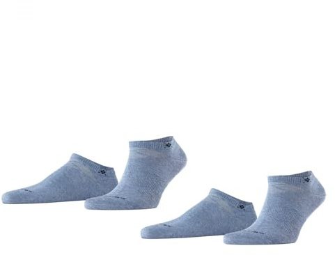 Burlington Men's Everyday Sneaker Multipack M Sn Cotton Low-Cut Plain 2 Pairs Trainer Socks, Blue Light Jeans 6662, 6.5-11