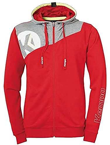 Kempa Kinder Core 2.0 Kapuzenjacke, rot/dark grau melange, XXS (Manufacturer size:116)