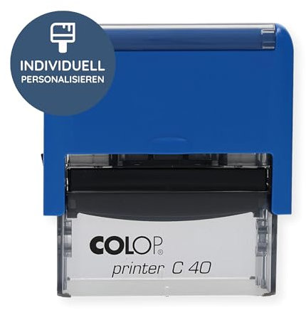 stempel-fabrik – Colop Printer C40 Stempel mit Wunschtext personalisieren – selbstfärbender Stempel als Namensstempel, Adressstempel, Firmenstempel & Co zu verwenden (59 x 23 mm | 6 Zeilen |Blau)