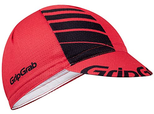GripGrab Lightweight Summer Cycling Cap UV-Protection Under-Helmet Visor Mesh Hat Thin Breathable SPF Bicycle Headwear Red/Black
