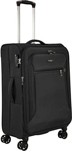 Bowatex Großer Leichter Trolley Stoffkoffer Reisegepäck Schwarz 78 cm 3,5 kg