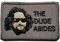 Big Lebowski The Dude Abides Pee Teppich Patch Perfekt für Ihre taktische Militärausrüstung, Rucksack, Baseballkappe, Tellerträger oder Weste. 5,1 x 7,6 cm Haken-Aufnäher (B-Grau)