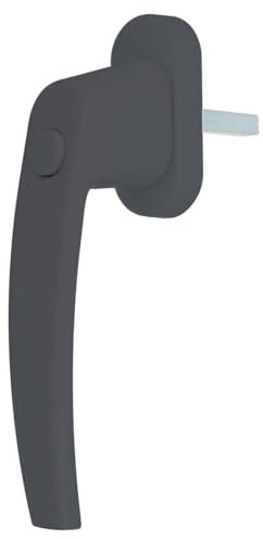 Premium Aluminium Fenstergriff mit Druckknopf, Farbe:Grau RAL 7016, Stiftlänge:45mm