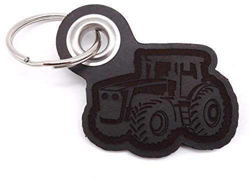 Samunshi® Leder Schlüsselanhänger mit Gravur Trecker Geschenke Made in Germany 6,5x5,8cm dunkel braun/graviert