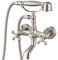 Aolemi Robinet de baignoire mural en nickel brossé avec douchette à main, robinet de baignoire de salle de bain double poignée en forme de téléphone, mitigeur vintage
