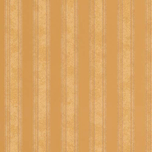 Papier peint rayé intissé orange | Tapisserie à rayures ocre pour salon | Papiers peints idéal pour chambre à coucher & couloir