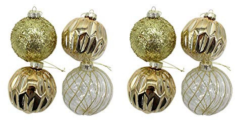 DARO DEKO Glas Weihnachts-Kugel Mix Ø 10cm - 8 Stück Gold