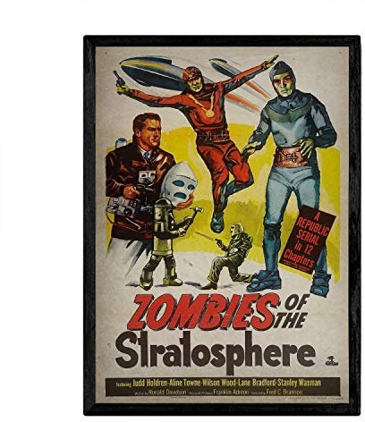 Nacnic Vintage Poster Zombies. Sheets for interior decorating with vintage and antique advertising images. Paintings retro decor. A4 size frame
