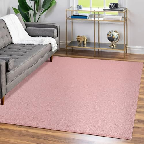 Teppium Moderner Kurzflor Teppich Wohnzimmer 200x300 (200 x 290 cm) Rosa - Waschbarer Teppich Dichtere, Flauschig, Extra Weich und Einfarbig - für Schlafzimmer, Esszimmer oder Küche