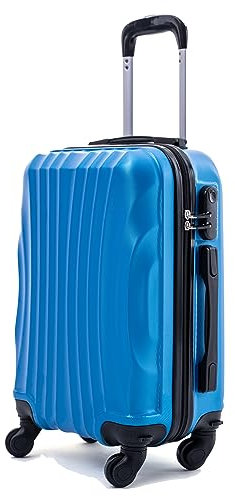 R.Leone Ryanair 55x40x20cm Valigia Trolley Bagaglio a mano Rigido Ultraleggero in ABS 4 Ruote smontabile Rimovibili Autonome 20373N (Valigia 55X40X20cm, Azzurro)