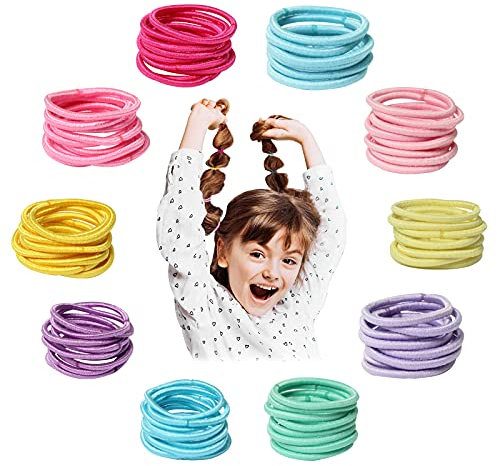 Cooetr 200 Stück Baby Haargummis Mädchen Nichtmetall Elastisch Haargummis, 0.2cm Bunt Elastisch Haargummis, für Kinder, Babys, kleine Mädchen