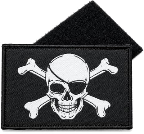 Jolly Roger Pach Harley Bandiera Pirati come quella usata nel Film I Pirati dei Caraibi - Patch Zaino Militare - Accessori Pirata - Patch Militare - Patch Motocross - 80 x 50 mm
